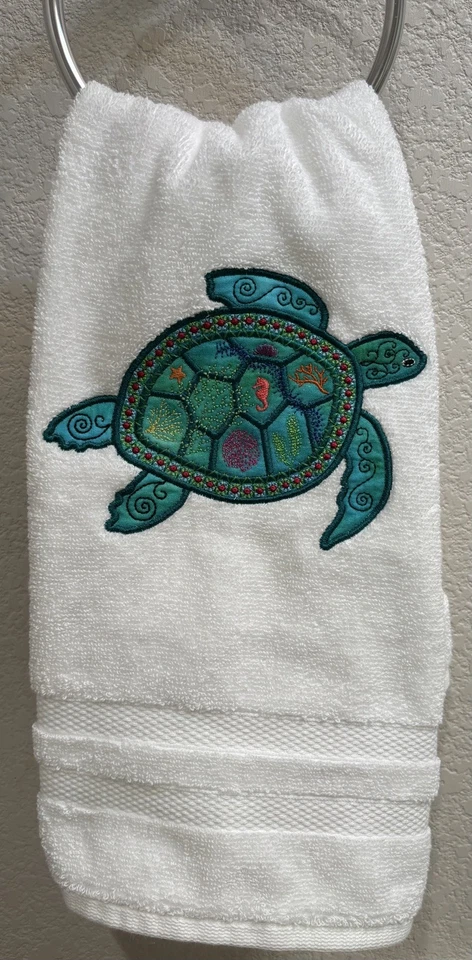 Toalla de mano de baño bordada a máquina - 1- Tortuga ONEDURRQUILTER Foto 1 de 1