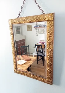 Attraktiver Vintage Repousse Wandspiegel mit Messingrahmen - Bild 1 von 8