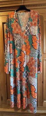 Zara Orange Floral Kaftan Beach Dress M - Image 1 of 4