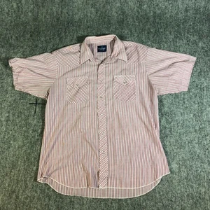 Wrangler Hemd Herren XL Western Serie Pearl Knopf Druckknöpfe rot blau gestreift - Bild 1 von 6