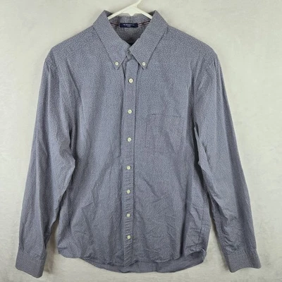Camisa de vestir Gant The Broadcloth ajustada con botones azul lunares manga larga L Foto 1 de 4
