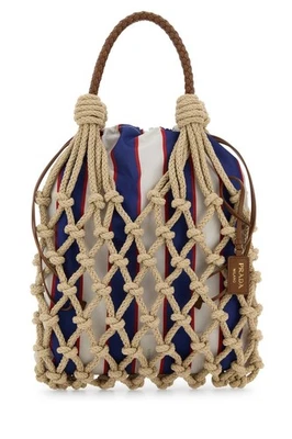 PRADA Basket Beige Mesh Crochet Top Handle Bag New & Authentic - Image 1 of 4