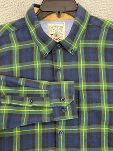 RSVLTS Borland Flannel Shirt Button Down Blue Plaid Long Sleeve Men’s Sz XL - Picture 1 of 19