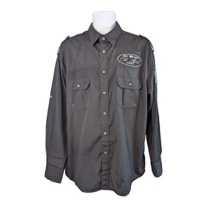 Chemise boutonnée noire vintage Old Skool 1996 Urban Royale homme taille L motard - Photo 1/10