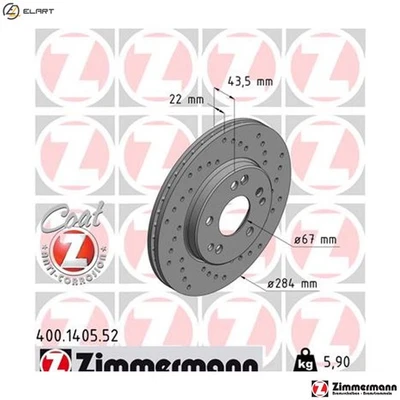 2x BRAKE DISC 400.1405.52 FOR MERCEDES-BENZ 124/T-Model/Break 190 SL 4cyl 124 SL - Image 1 of 4