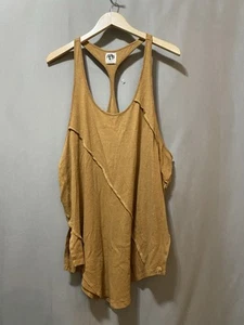 NWOT Free People WE THE FREE Women Linen Cotton Racerback Tank Size M Tan Brown - Picture 1 of 12
