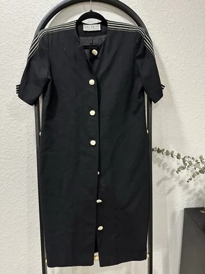 Vestido Vaina Vintage Bichon by Sara Edwards Negro Botón Frontal Con Lazos Talla 6 Foto 1 de 4