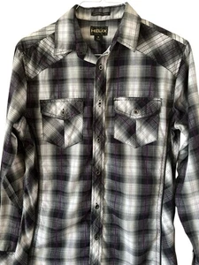 Helix Shirt Mens Button Up Long Sleeve Plaid Athletic Fit Size Small - Picture 1 of 11
