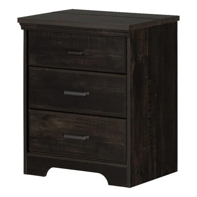 Mesa de cabeceira South Shore Versa com estação de carregamento e gavetas preta esfregada - Imagem 1 de 4