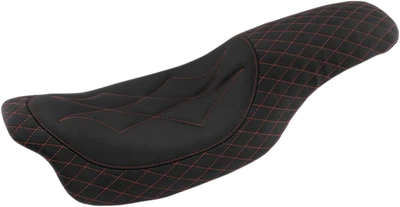 Asiento Mustang negro rojo puntada Revere Journey Diamond para Harley Touring 2008-23 Foto 1 de 2