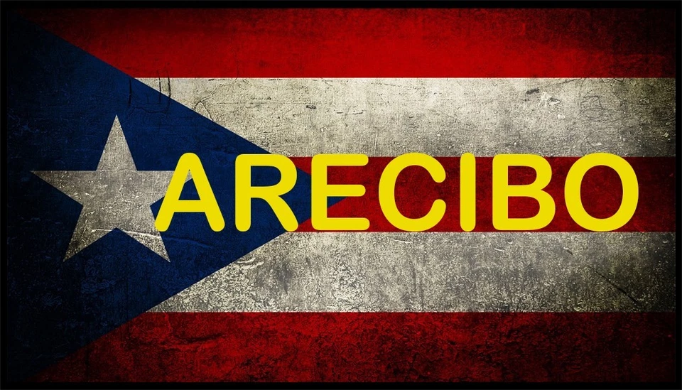 Arecibo Pueblo Puerto Rico Flag Patch W/  Hook & Loop Fastener Black Border - Image 1 of 1