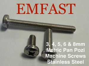 3mm 4mm 5mm 6mm Metric Pan Pozi Machine Screws Stainless Steel Dome Head Bolts - Picture 1 of 1