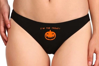 I'm The Treat Funny Sexy Halloween Costume Jack O Lantern Glow in Dark Thong - Image 1 of 3