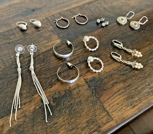 Lote de joyas vintage hasta ahora ◆ Pendientes tono plata ◆ 7 pares ◆ ¡ENVÍO GRATUITO! - Imagen 1 de 9