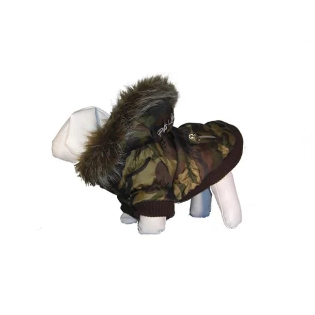 Parka de moda metálica camuflada Pet Life 1CALG con capucha extraíble-LG Foto 1 de 1