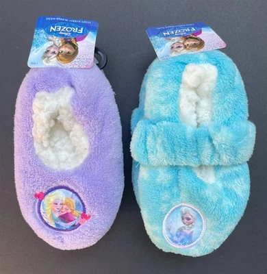 2 Pr 2T-3T Disney Frozen Elsa Anna Toddler Girl Fuzzy Babba Plush Slipper Socks - Image 1 of 3