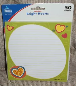 Carson Dellosa Bright Hearts Notepad 50 Sheets Fast Shipping - Picture 1 of 2
