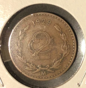 1929 Mo MEXICO 2 Centavos “SCARCE”Bronze Coin -KM#419-MINTAGE=250,000 Only - Picture 1 of 4