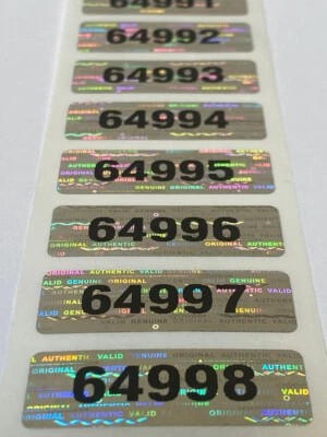 LABELOGIX 100- SERIAL NUMBER SECURITY HOLOGRAM LABELS STICKERS-TAMPER PROOF-1.5 X .50 INCH