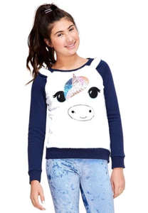 NWT Justice Girls Fuzzy Critter Sweatshirt Unicorn U Pick SZ NEW - Picture 1 of 2