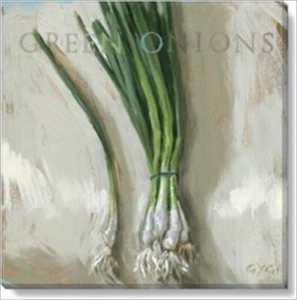 Green Onions, A Garden Giclee Print Painted By Darren Gygi 20 X 20 inch  NEW - Picture 1 of 2