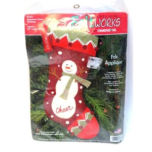 2005 Dimensions Filz Applikation 8137 Snowman Cheer 18" Strumpf - Bild 1 von 4