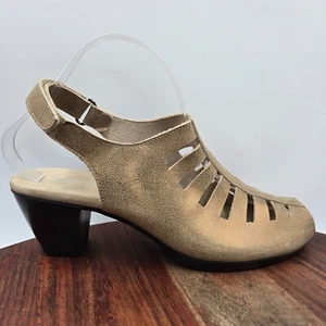 Munro Abby Sandals Women's 9.5M Tan Bronze Leather Comfort Caged Heels Slingback - Picture 1 of 13