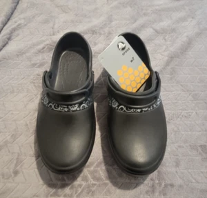 Crocs Mercy Floral Work Clog Black Slip-Resistant Non-Marking Women's Size 7 - Picture 1 of 7