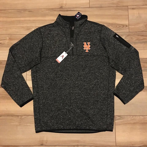 New York Mets Antigua Sweater 1/4 Zip Grey XLT Embroidered Logo Zip MLB NEW Cover