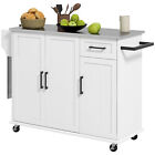 Stainless Steel Countertop Kitchen Island Rolling on Wheels with Drawers Storage