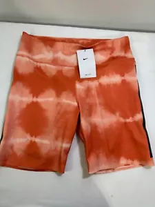 Nike Women's One Luxe 7" Mid-Rise Shorts DO7814-827 Orange/White/Black Size L - Picture 1 of 6