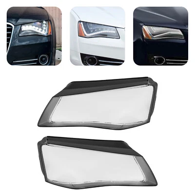 Para Audi A8 2011 - 2013 Capa Lente Farol Lente Transparente Par LH + RH - Imagem 1 de 4