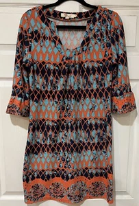Anthropology Aryeh Sz M Multicolored Knee Length Dress Bell Sleeves EUC - Picture 1 of 5