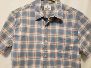 Mutual Weave Men's Plaid Shirt Button Down Size Medium Light Blue Short Sleeve - Picture 1 of 6