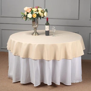 Beige ROUND 70" POLYESTER TABLECLOTH Wedding Catering Kitchen Linens Ceremony - Picture 1 of 5