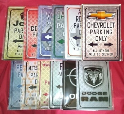 Blechschild 20x30 parking only Auto Oldtimer Dodge Fiat Volvo Jeep Jaguar 2CV - Bild 1 von 3