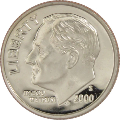 2000 S Roosevelt Dime Choice Proof Clad 10c US Coin Collectible Cover