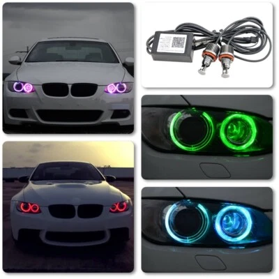 For BMW E92 328i 335i E93 E60 LED Angel Eyes Bulb Halo Rings RGB WIFI Control - Image 1 of 4
