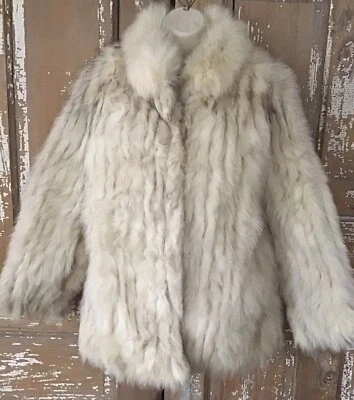 SILVER BLUE FOX Fur Coat Jacket CREAM & SILVER Sz Small - Image 1 of 4