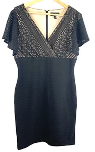 Jessica Simpson Women's Size 14 Dress Black Lace Front Top Lined Party Stretch - Picture 1 of 17