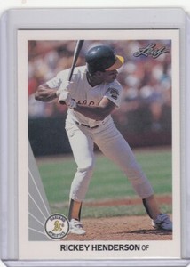 1990 Leaf Baseball Card #160 Rickey Henderson Oakland Athletics- NMt-Mt