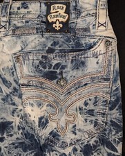 ROCK & REPUBLIC JEANS MENS 42X34 DORSETT ACID WASH TAILORED LEG
