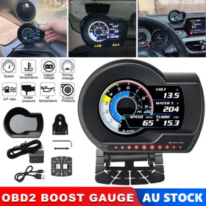 Obd2 Boost Gauge Car HUD Display RPM OverSpeed Warning MPH Turbine Pressure Oil~ - Picture 1 of 12