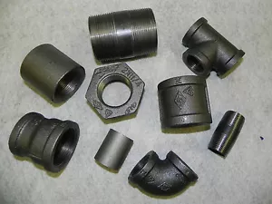 BLACK MALLEABLE IRON REDUCING PIPE FITTINGS BSP 1/8" - 4" BIGGEST RANGE ON EBAY - Picture 1 of 1