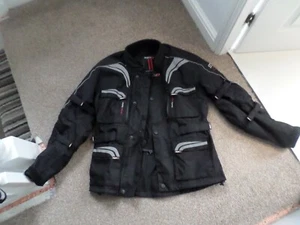 mens New Tuzo Motorcycle Jacket size 44 waterproof large black outback  - Picture 1 of 6