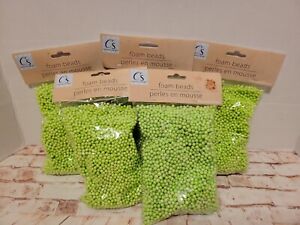 New - Crafter’s Square - Green  Foam Beads  lot of 5 bags- 473 mL
