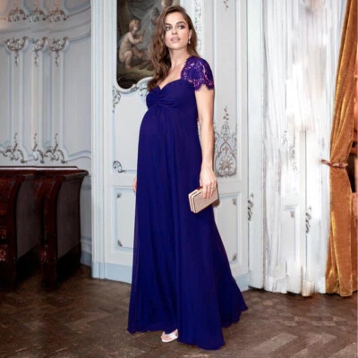 Pregnant Women's Dress Maternity Short Sleeve Lace Gown For Photography Shooting - Image 1 of 4