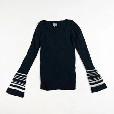 Michael Stars Cotton Silk Blend Stretch Knit Ribbed Sheer Long Sleeve Sweater XS Foto 1 de 4