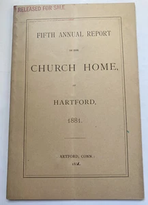 19th Century 1881 Hartford Connecticut CT Church Home 5th Annual Report Booklet - Imagen 1 de 4