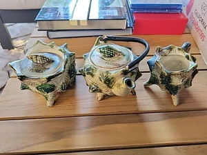 FLORIDA SOUVENIR CONCH SEA SHELL CERAMIC COFFEE TEA SET (3) - Picture 1 of 13